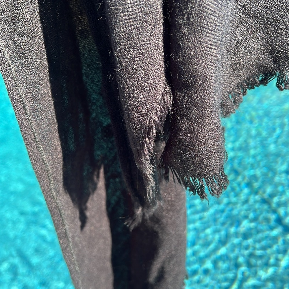 Triangular Shaped Black Scarf With Silver Polka D… - image 3